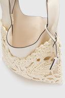 Tbag blanche en nappa avec coque en fil boule