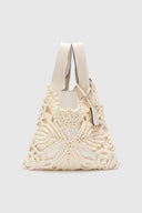 Tbag blanche en nappa avec coque en fil boule