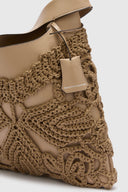 Beige Tbag in nappa with sphere yarn shell