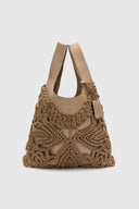 Beige Tbag in nappa with sphere yarn shell