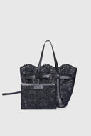 Medium shopping bag in raffia lace “Maiolica” with belt detail