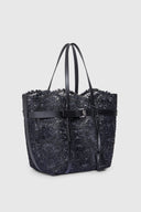 Medium shopping bag in raffia lace “Maiolica” with belt detail