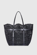 Medium shopping bag in raffia lace “Maiolica” with belt detail