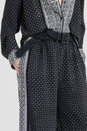 Black raffia belt with jewel buckle and loops