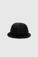 Black raffia cloche with jewel belt