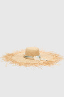 Wide-brim hat with bandana scarf