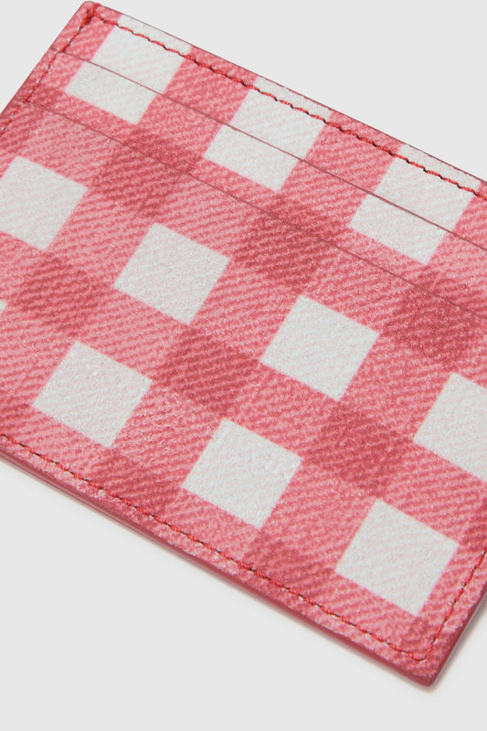 Compact Cardholder in Vichy Printed Suede