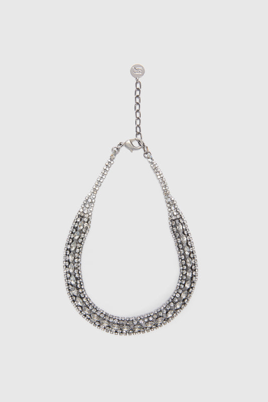 Jewel necklace with hand-set crystals