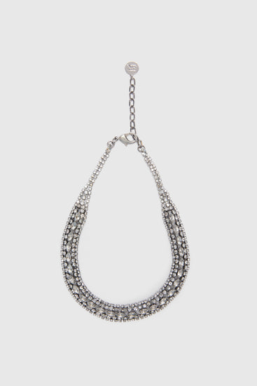 Collana gioiello con cristalli incastonati a mano