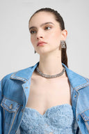 Jewel necklace with hand-set crystals