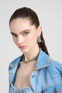 Filigree brass jewel earrings with crystals