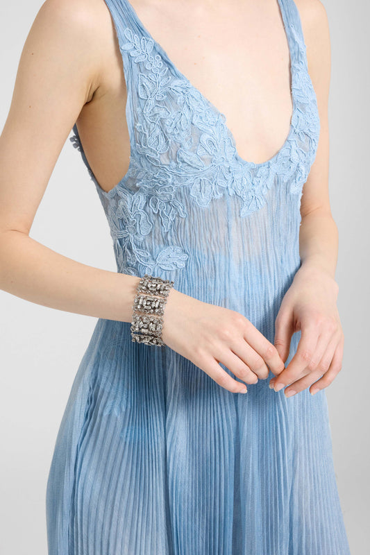 Filigree brass jewel bracelet with crystals