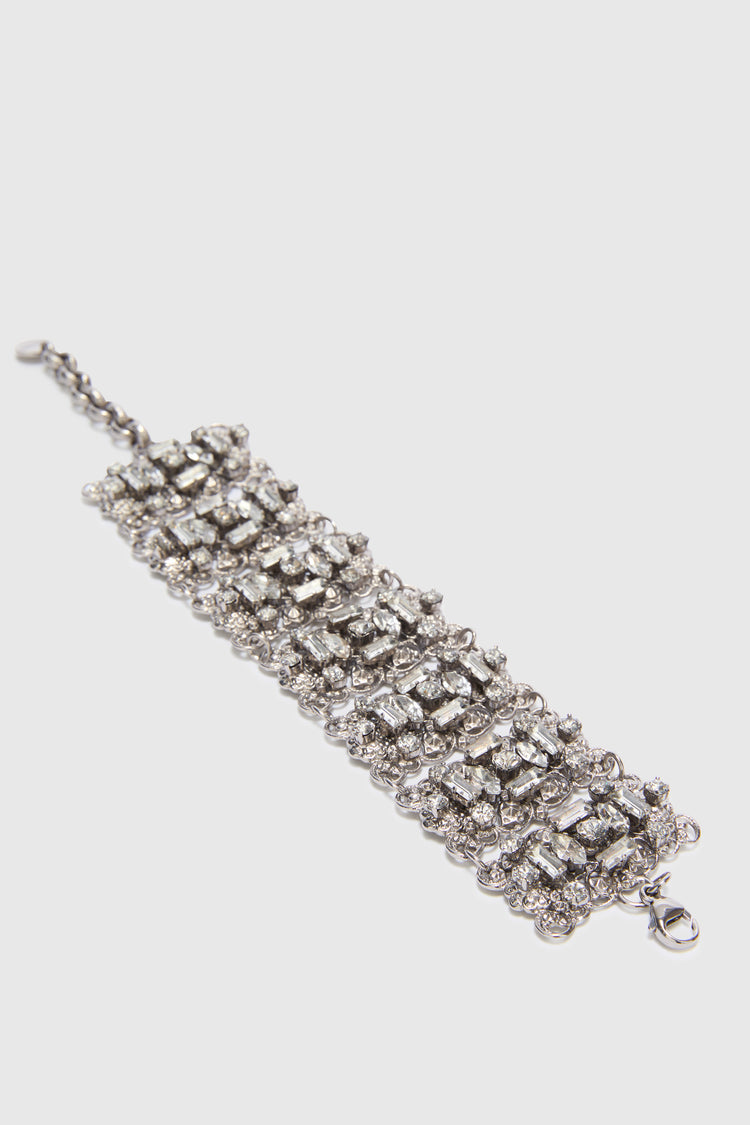 Filigree brass jewel bracelet with crystals