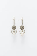 Hoop earrings with pearls, coins, and heart charm