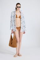 Cotton poplin shirt with all-over floral embroidery