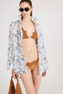 Cotton poplin shirt with all-over floral embroidery