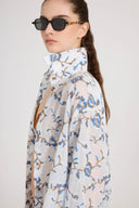 Cotton poplin shirt with all-over floral embroidery