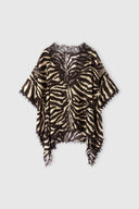 Short cotton and silk blend kaftan with zebra animalier print