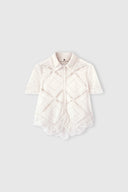 Short-sleeve knit shirt with Valenciennes lace