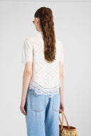 Short-sleeve knit shirt with Valenciennes lace