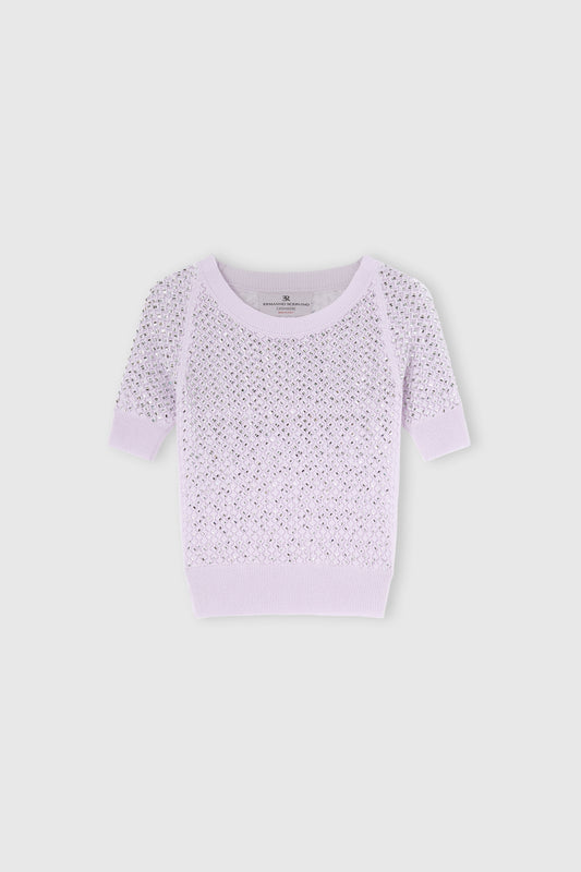 Pure cashmere sweater top with crystals