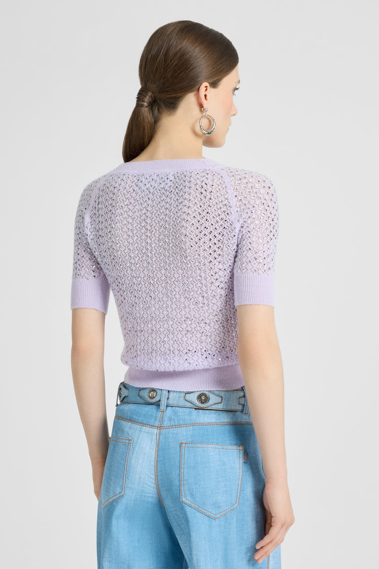 Pure cashmere sweater top with crystals