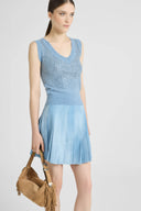 Sleeveless pure cashmere top with crystals