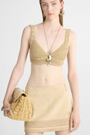 Unstructured bra with suede leather details