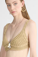 Unstructured bra with suede leather details