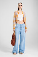 Ribbed viscose-blend tank top with central buttons