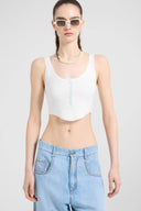 Ribbed viscose-blend tank top with central buttons