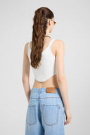 Ribbed viscose-blend tank top with central buttons