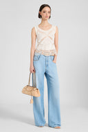 Top senza maniche con pizzo Valenciennes