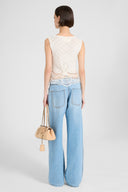 Top senza maniche con pizzo Valenciennes