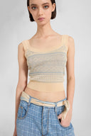 Bandana jacquard top in silk, cotton, and viscose