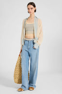 Bandana jacquard top in silk, cotton, and viscose