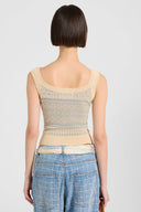 Bandana jacquard top in silk, cotton, and viscose