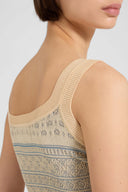 Bandana jacquard top in silk, cotton, and viscose