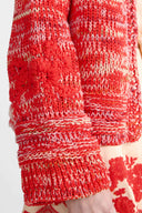 Cotton Mouliné Cardigan with Hand-Embroidered Floral Motif