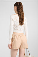 Cropped long-sleeve cardigan with V-neck