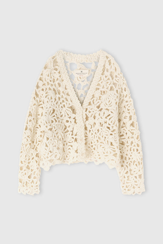 Long-sleeve crochet cotton cardigan «Giardini d’autore»