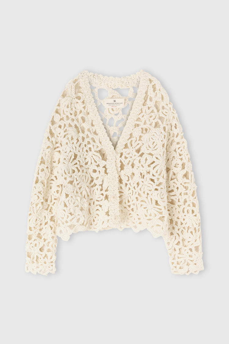 Long-sleeve crochet cotton cardigan «Giardini d’autore»