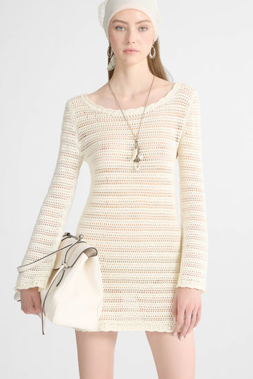 Mini dress in cotton crochet