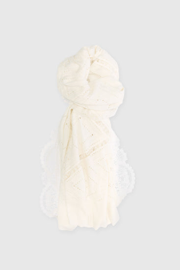 Cotton, silk, and Valenciennes lace stole
