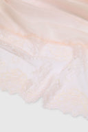 Light pink pure cashmere stole with fine rebrodé lace trim