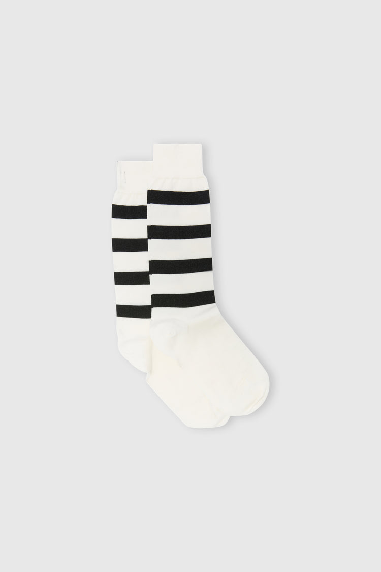 Chaussettes hautes en coton pur à larges rayures noires