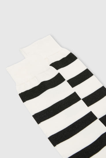 Chaussettes hautes en coton pur à larges rayures noires