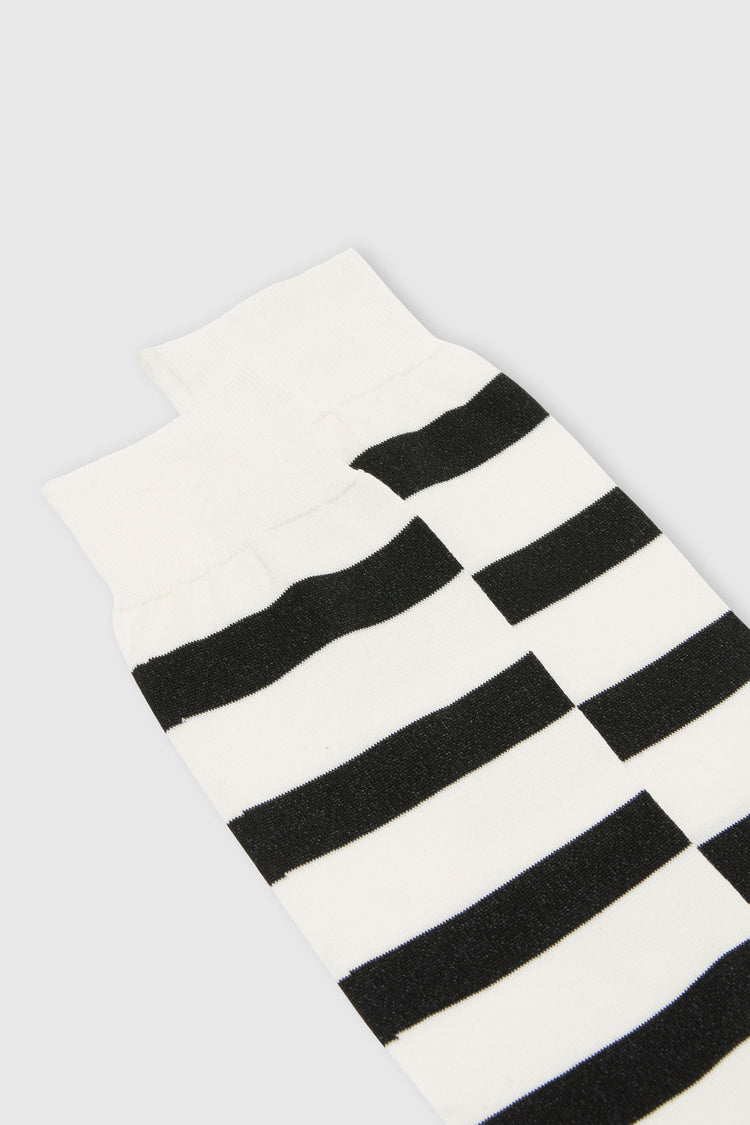 Chaussettes hautes en coton pur à larges rayures noires