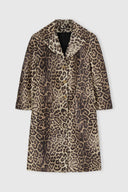 Technical mesh-effect coat with natural leopard print
