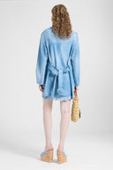 Technical georgette safari jacket with denim print